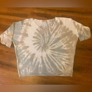 Angela top Medium Beige Brown Blue waffle knit, tie-dye top. Made in Italy Vneck